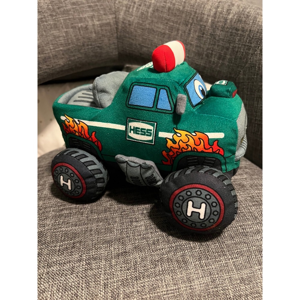Hess Toy Truck Plush Monster Truck Green Flame Light Up Stuffed Vehicle 2026
